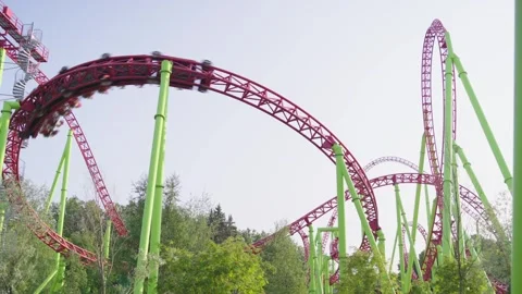 Roller coaster in the amusement park Stock Footage 265229109