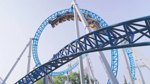 Roller coaster in the amusement park Stock Footage 265229118