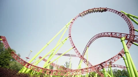 Roller coaster in the amusement park Stock Footage 265229273