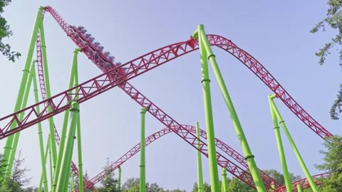 Roller coaster in the amusement park Stock Footage 265229281