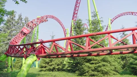 Roller coaster in the amusement park Stock Footage 265229385