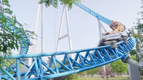 Roller coaster in the amusement park Stock Footage 265229436