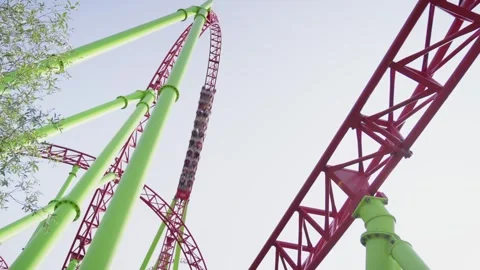 Roller coaster in the amusement park Stock Footage 265229568