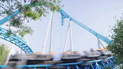 Roller coaster in the amusement park Stock Footage 265229580