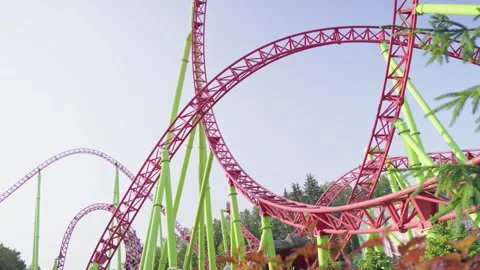 Roller coaster in the amusement park Stock Footage 265229650