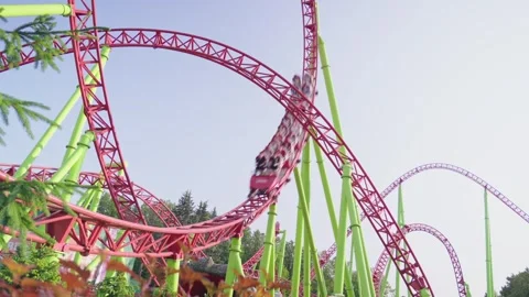 Roller coaster in the amusement park Stock Footage 265229651