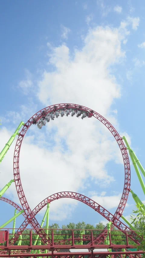 Roller coaster in the amusement park Stock Footage 278966556