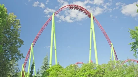 Roller coaster in the amusement park Stock Footage 278966601