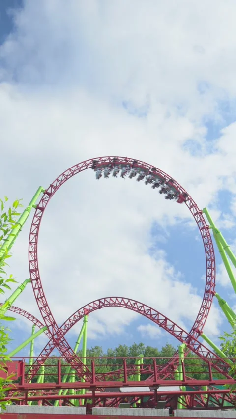 Roller coaster in the amusement park Stock Footage 278966666