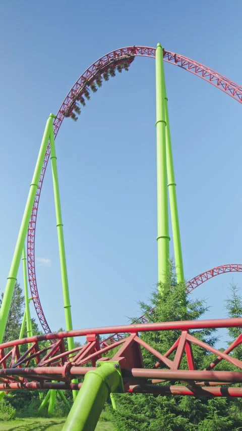 Roller coaster in the amusement park Stock Footage 278966680