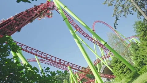 Roller coaster in the amusement park Stock Footage 278967391