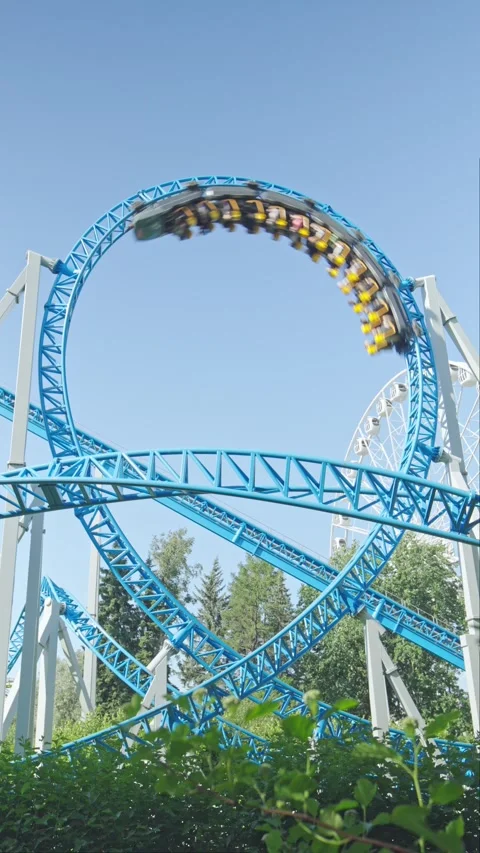 Roller coaster in the amusement park Stock Footage 278967487