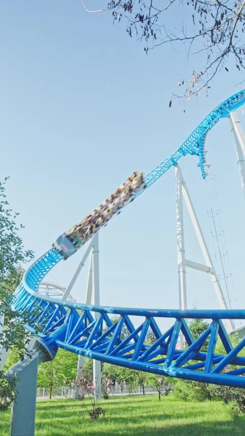 Roller coaster in the amusement park Stock Footage 278971527