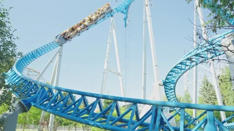 Roller coaster in the amusement park Stock Footage 278971601