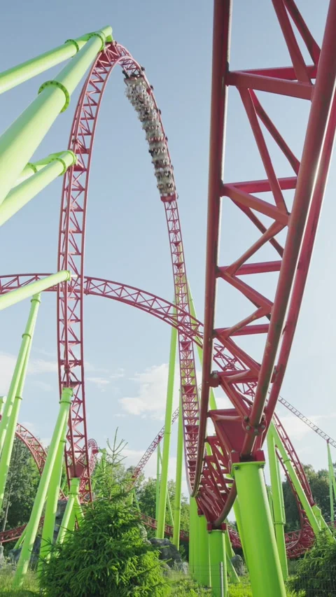 Roller coaster in the amusement park Stock Footage 278972456