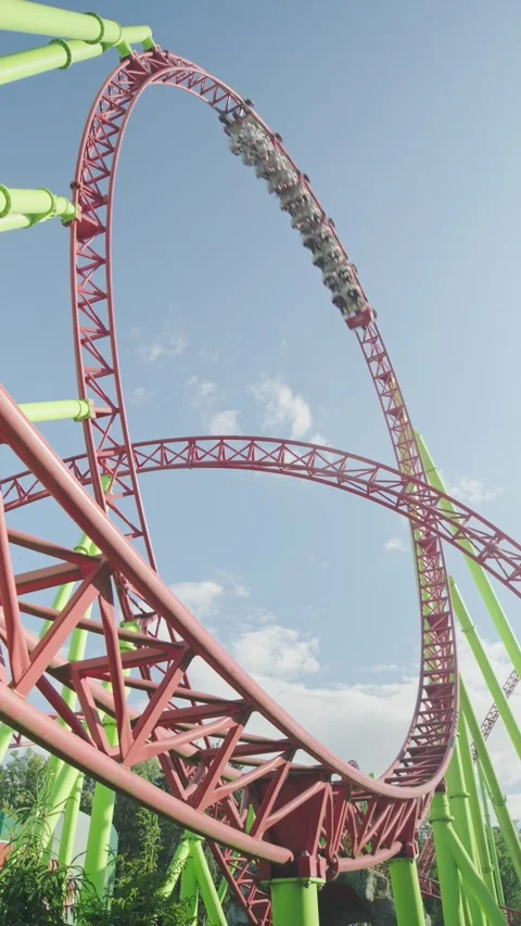 Roller coaster in the amusement park Stock Footage 278972564