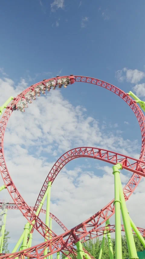 Roller coaster in the amusement park Stock Footage 278972571