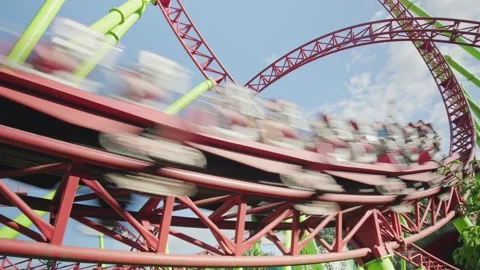 Roller coaster in the amusement park Stock Footage 278972588