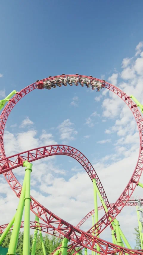 Roller coaster in the amusement park Stock Footage 278972676