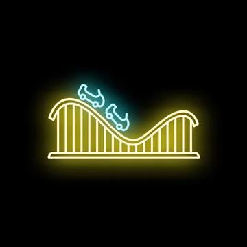 Roller coaster amusement park neon sign illustration Illustrazione stock