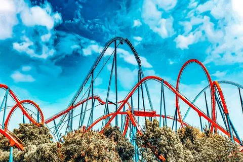 Roller Coaster in amusement  park. Stock Photos