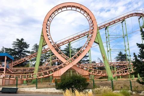 Roller coaster in the amusement park. Fotos de archivo