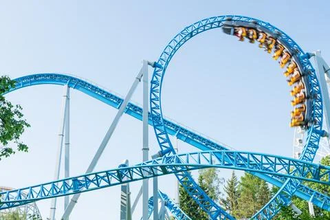 Roller coaster in the amusement park Stock Photos
