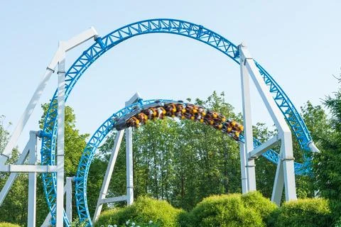 Roller coaster in the amusement park Stock Photos