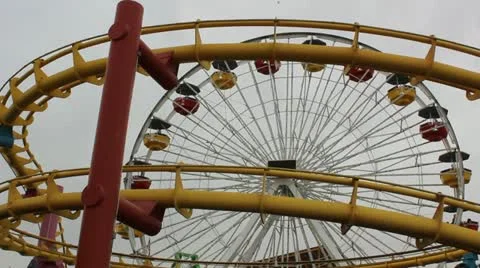 Roller Coaster and Ferris Wheel Video stock 20516456