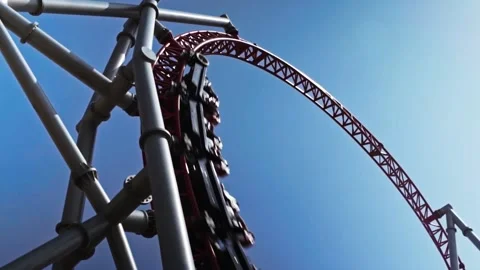 Roller coaster and people having fun. Stock Footage 132350489