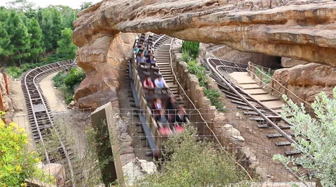 Roller Coaster And Stony Background In Fun Park Stock Footage 45243274