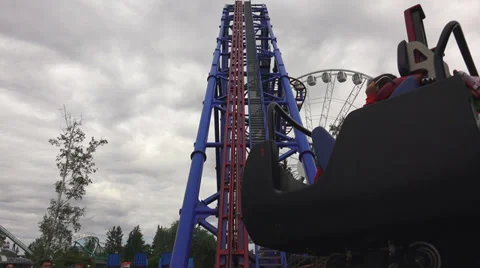 Roller coaster. Attraction. 4K. Stock Footage 39719082