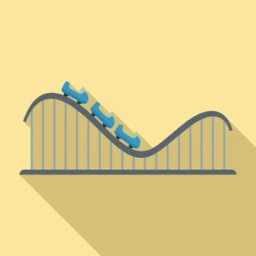 Roller coaster attraction icon, flat style Illustrazione stock