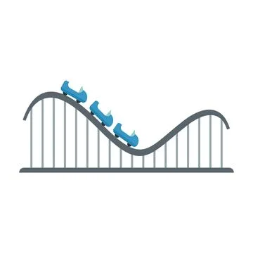 Roller coaster attraction icon flat isolated vector Stockillustratie