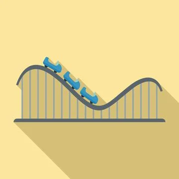 Roller coaster attraction icon, flat style Stockillustratie