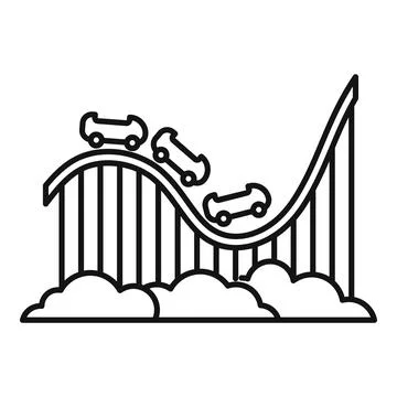 Roller coaster attraction icon, outline style Stock Illustration