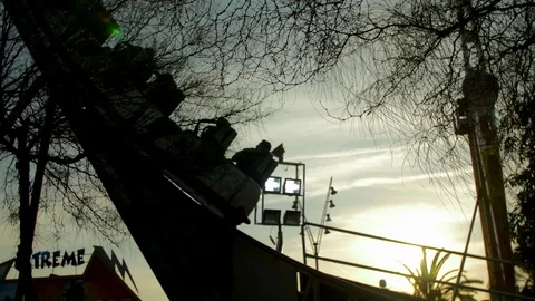 Roller Coaster. Backlighting Stock Footage 89358244