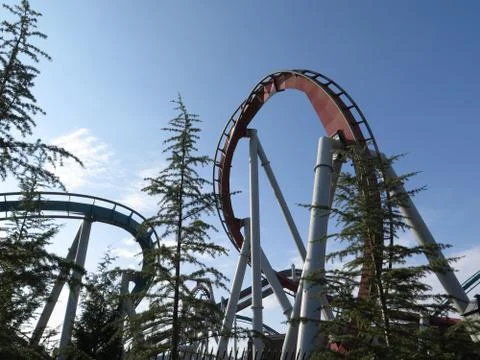 Roller Coaster with blue sky background Foto stock