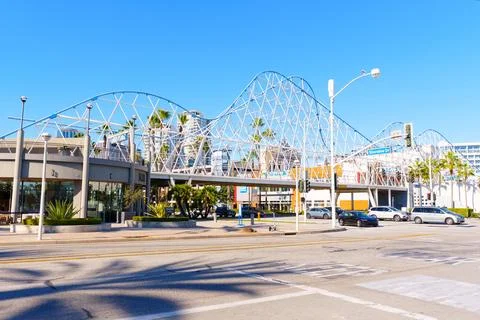 Roller Coaster Bridge At The Pike Outlets In Long Beach Stock Photos