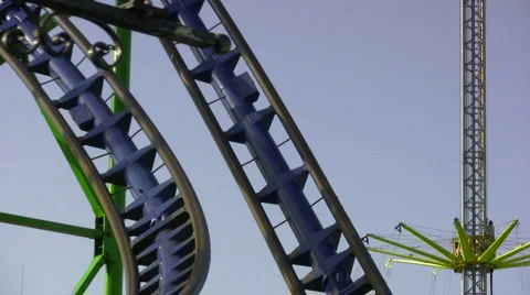 Roller coaster &amp; carousel attraction Stock-Footage 4425320