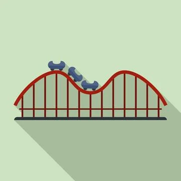 Roller coaster carousel icon, flat style 스톡 일러스트