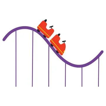 Roller coaster carts riding on amusement park track Stock Illustration