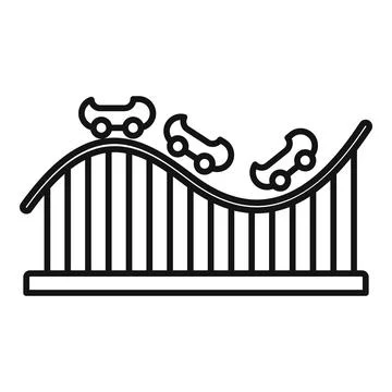 Roller coaster children icon, outline style Stock Illustration