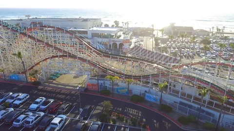 Roller Coaster Climbing Sunset Ocean Beach San Diego Stock Footage 85946709