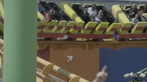 Roller Coaster Close Up - Super Slow Motion 240FPS Stock Footage 63406892