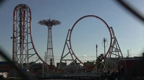 Roller coaster Coney island Video stock 54821543