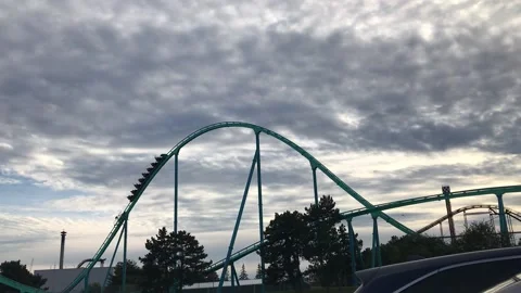 Roller coaster from distance Stock Footage 168017027