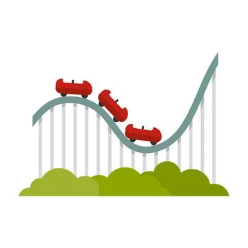 Roller coaster entertainment icon flat isolated vector Stock Illustration