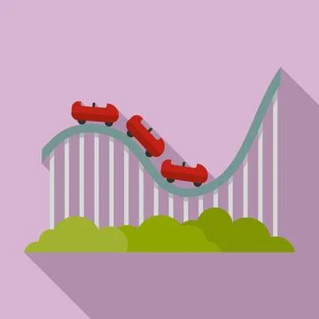 Roller coaster entertainment icon, flat style Illustrazione stock