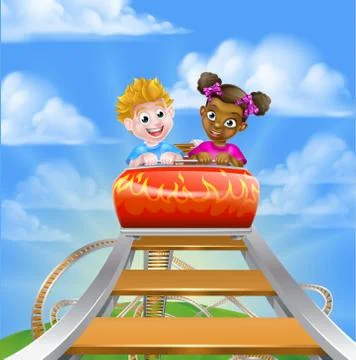 Roller Coaster Fair Theme Park Stock Illustration